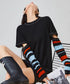 Striped Cut-out Sleeve Sweater