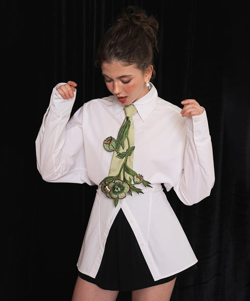 Botanical Embroidery Tie