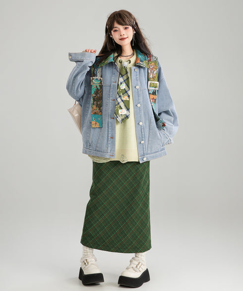 Jacquard Stitch Denim Jacket