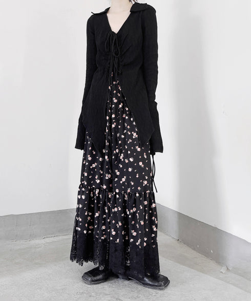 Hem Lace Flower Flare Skirt