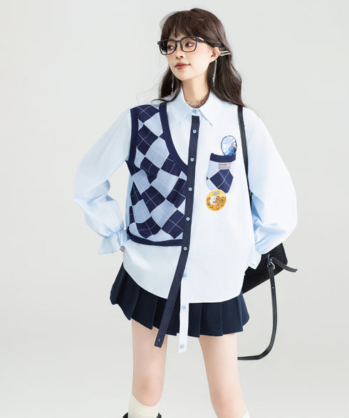 Faux Two-piece Blouse