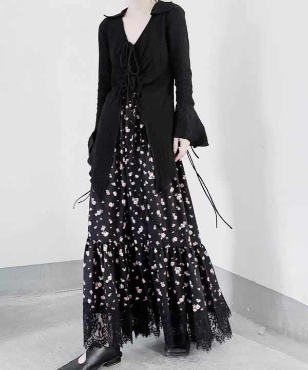 Hem Lace Flower Flare Skirt