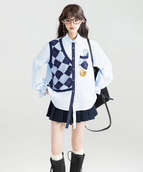 Faux Two-piece Blouse