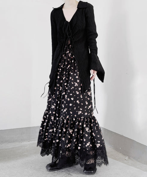 Hem Lace Flower Flare Skirt