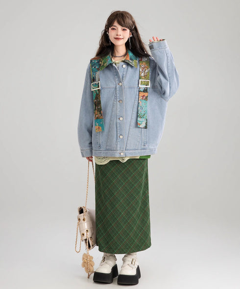 Jacquard Stitch Denim Jacket