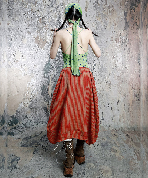 Red Stripe Balloon Skirt