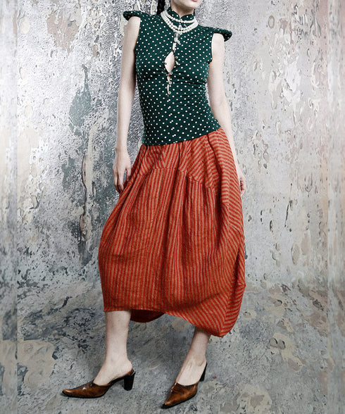 Red Stripe Balloon Skirt
