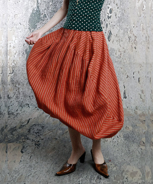 Red Stripe Balloon Skirt