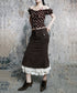 Pinstripe Lace Hem Skirt