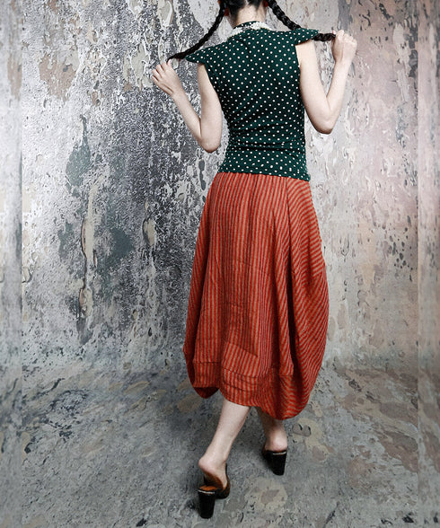 Red Stripe Balloon Skirt