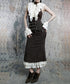 Pinstripe Lace Hem Skirt