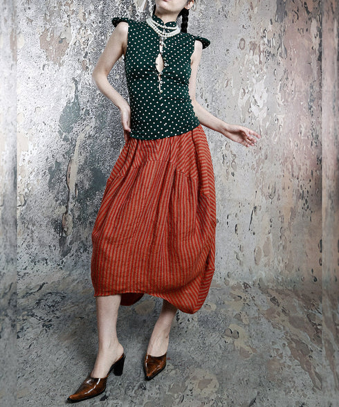 Red Stripe Balloon Skirt