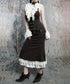 Pinstripe Lace Hem Skirt