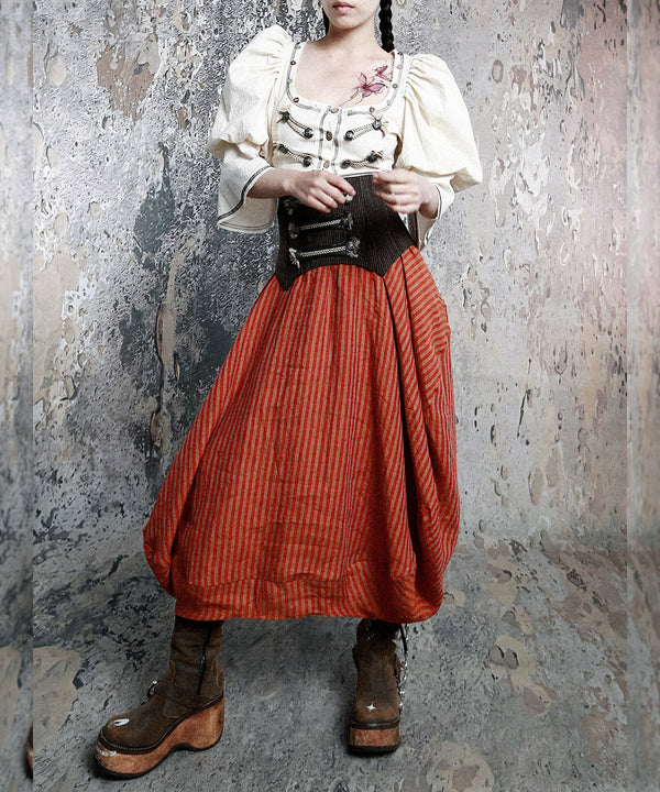 Red Stripe Balloon Skirt