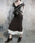 Pinstripe Lace Hem Skirt