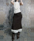 Pinstripe Lace Hem Skirt