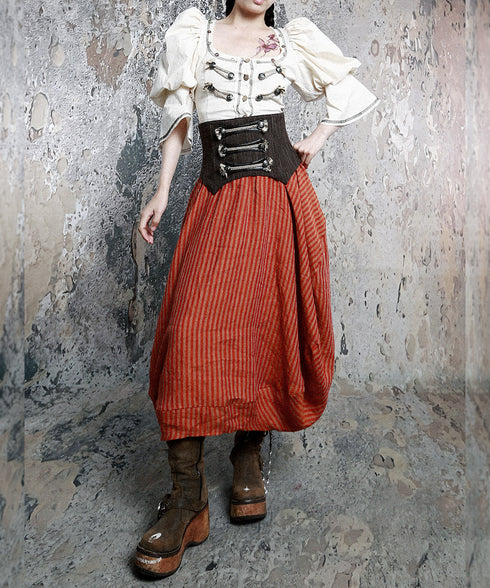 Red Stripe Balloon Skirt