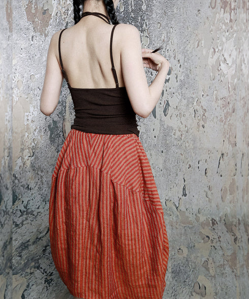 Red Stripe Balloon Skirt