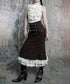 Pinstripe Lace Hem Skirt