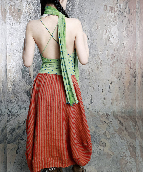 Red Stripe Balloon Skirt