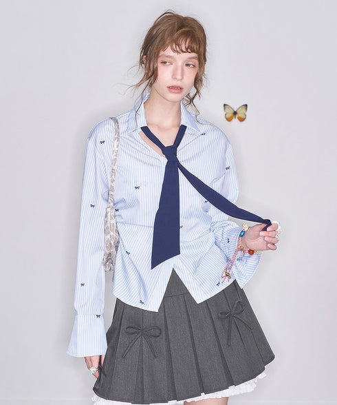Ribbon Mist Pleat Skirt
