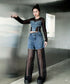 Splicing Mesh Denim