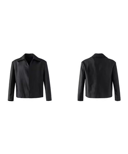 Buttonless Faux Leather Jacket