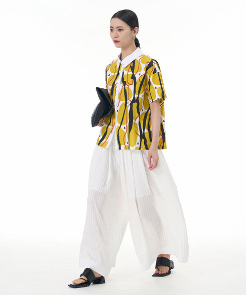 Contrasting Print Blouse