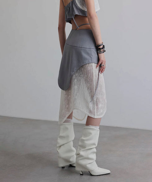 Wave Line Patchwork Skirt