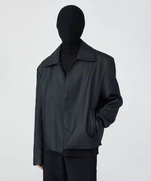 Buttonless Faux Leather Jacket