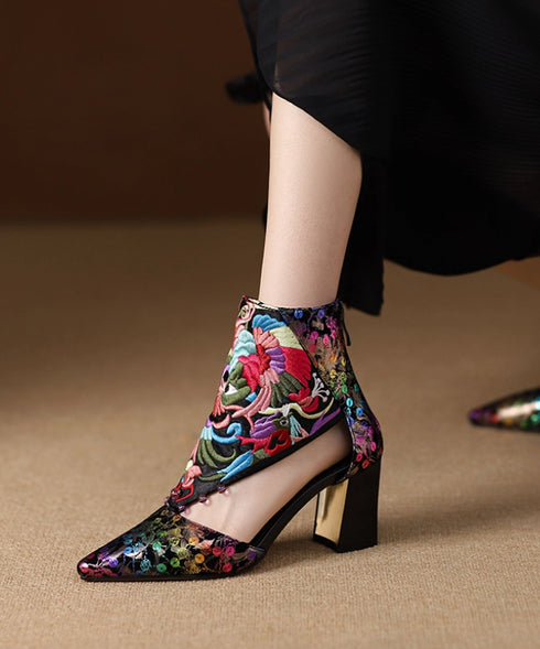 Ornate Sequin Tapestry Heels