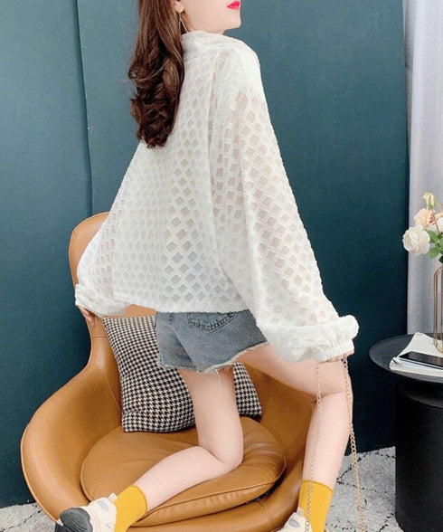 Mesh Bloom Zip Cardigan