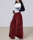 Corduroy Cat Embroidery Cargo Pants