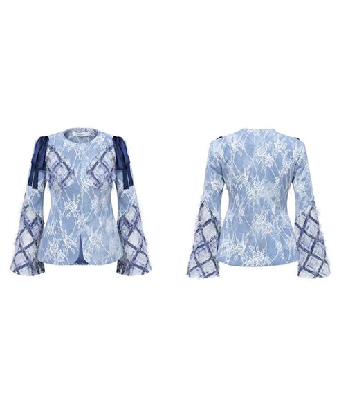 Lace Overlay Ribbon Jacket