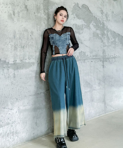 Gradient Contrast Color Denim