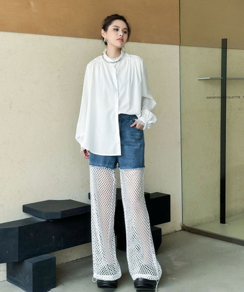 Splicing Mesh Denim