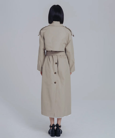 Splicing Pleated Trench Coat