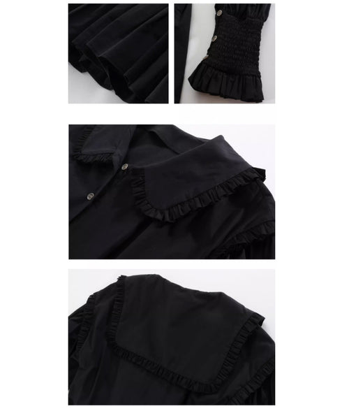 Frill Collar Flare Blouse