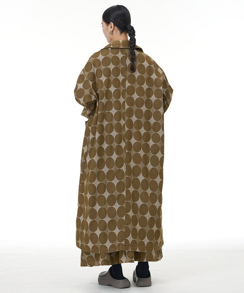 Dot Jacquard Long Coat