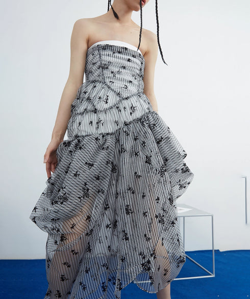 Layered Ruched Strapless Dress