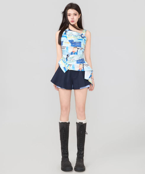 Gallery Print Drape Top