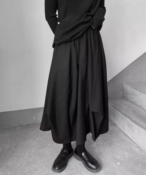 Layered Draped Midi Skirt