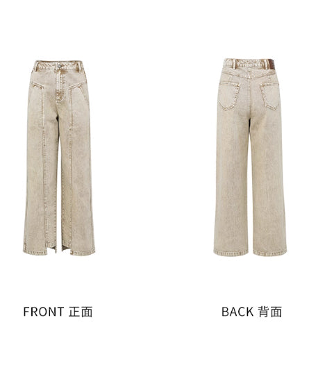 Washed Panel Denim Pants