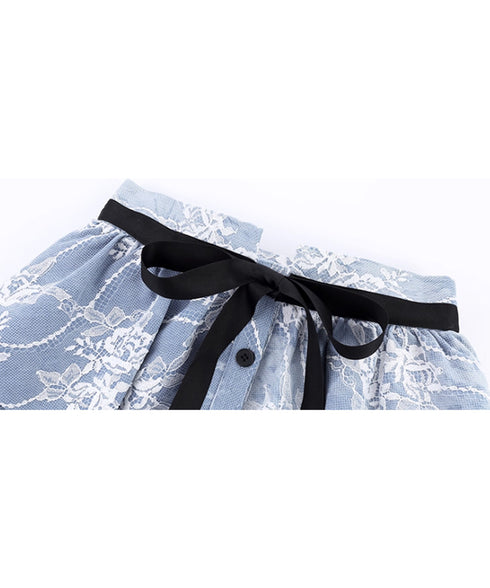 Layered Panel Check Wrap Skirt