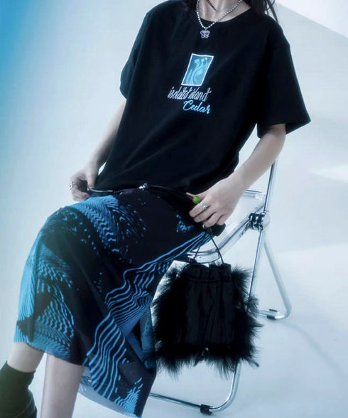 Butterfly Print Mesh Skirt