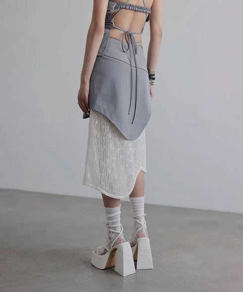 Wave Line Patchwork Skirt