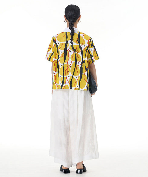 Contrasting Print Blouse