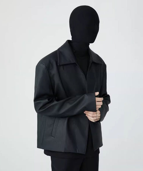 Buttonless Faux Leather Jacket