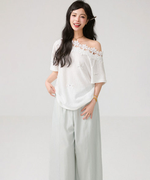 Lace Blossom Shoulder Tee