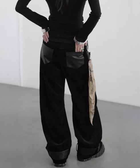 Coated Panel Wide Leg Pants